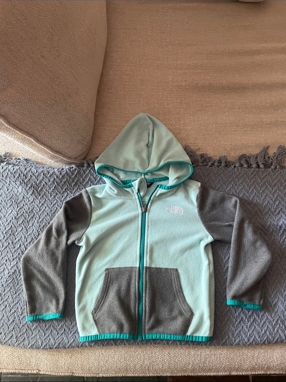 The North Face Kids' Mint & Gray Hooded Fleece Jacket Toddler 3T